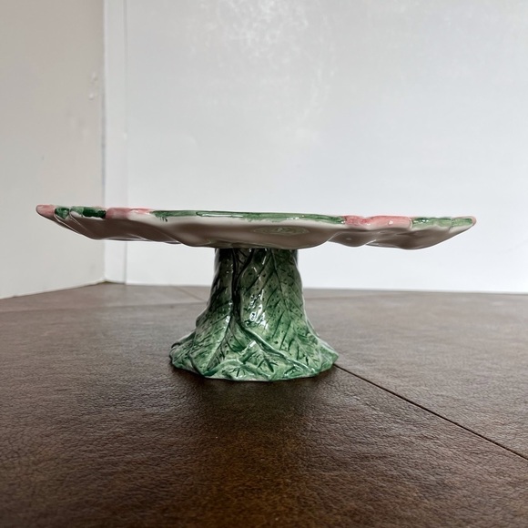 Vintage Holiday Ceramic Poinsettia Cake Stand - Picture 8 of 9